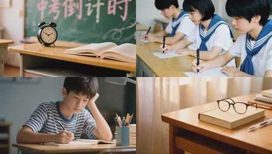 备战中考初中学生复习学校园读书学习高清在线视频素材下载