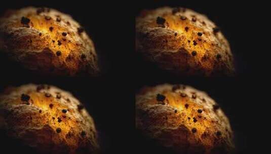 面包内部光芒四射的特写镜头高清在线视频素材下载