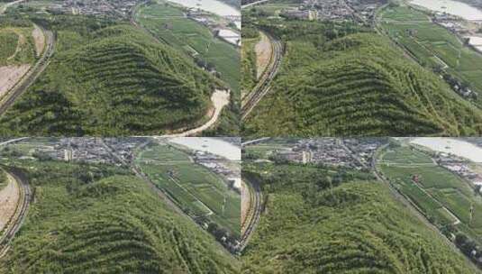 乡村田野公路航拍全景高清在线视频素材下载