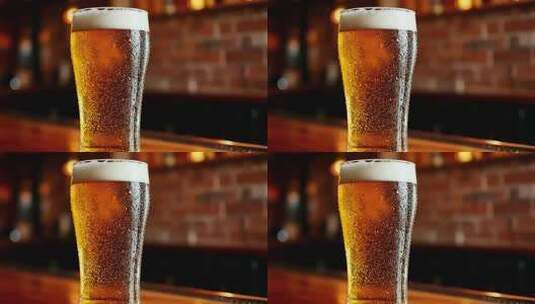 酒吧柜台的一杯啤酒高清在线视频素材下载