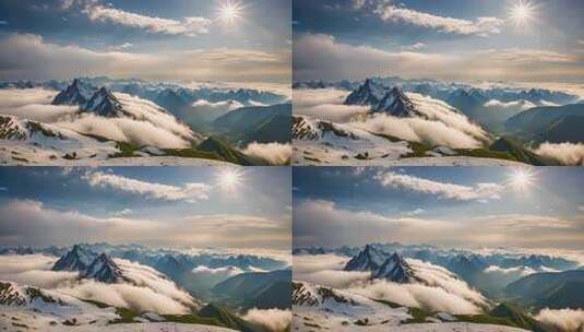 雪山云海壮丽风光高清在线视频素材下载