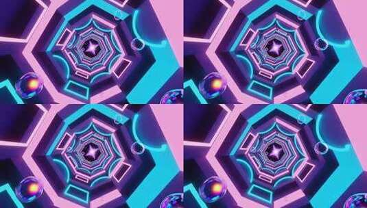 几何建筑空间抽象艺术浪漫梦幻霓虹隧道4K高清在线视频素材下载