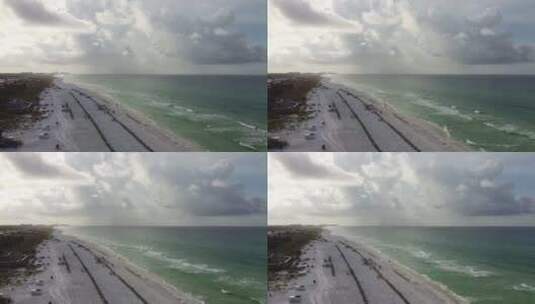 阴天的海岸和沙滩高清在线视频素材下载