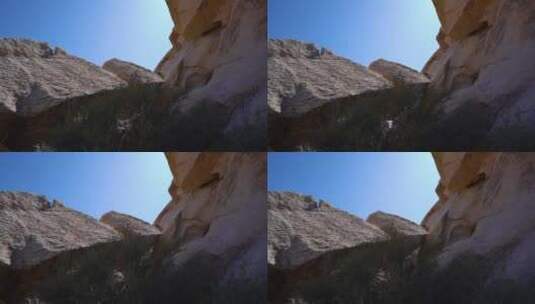 山脚下的巨石岩石高清在线视频素材下载