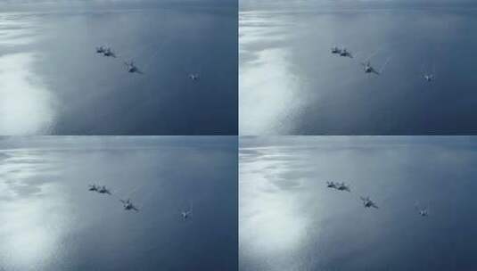 美国海军战斗机飞越一艘航空母舰高清在线视频素材下载