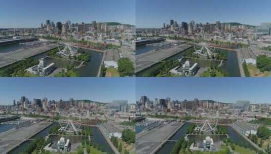 蒙特利尔旧港口的航拍镜头高清在线视频素材下载
