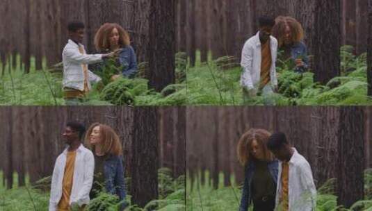 情侣在森林里散步高清在线视频素材下载