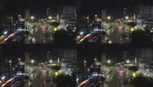 广西南宁城市夜景交通人流航拍高清在线视频素材下载