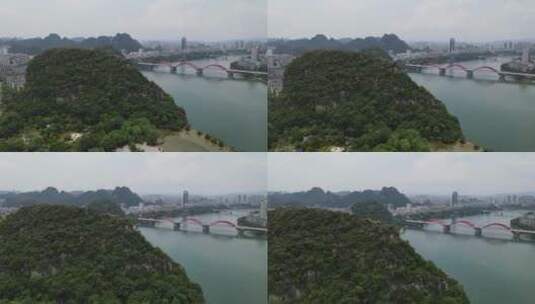 航拍广西柳州柳江风光高清在线视频素材下载
