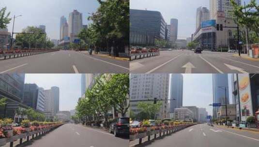上海封城中的灿烂晴空街道建筑高清在线视频素材下载