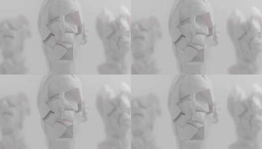 脸部破碎的3D动画高清在线视频素材下载