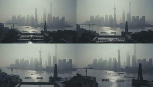 上海清晨薄雾高清在线视频素材下载