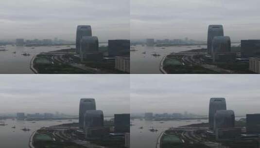 广州万胜围地标高楼航拍高清在线视频素材下载