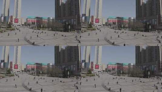 城市中心的广场玩耍的人群高清在线视频素材下载