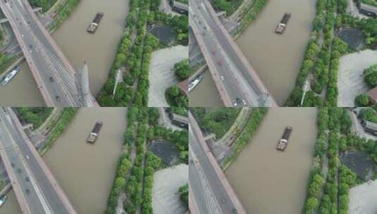 【空镜】4K航拍-大运河-无锡-蓉湖大桥-交通高清在线视频素材下载