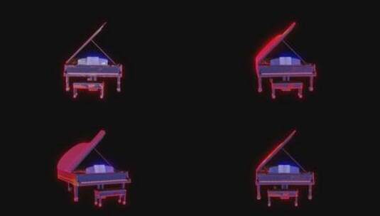 4K带通道赛博朋克元宇宙元素3D钢琴高清在线视频素材下载