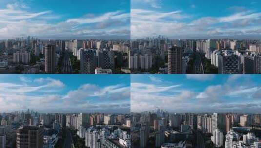 上海浦西蓝天白云延时航拍空镜高清在线视频素材下载