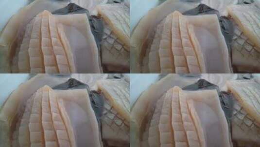 鱿鱼肉食物特写高清在线视频素材下载