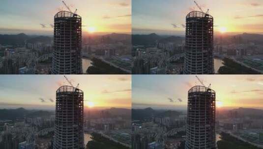 航拍深圳星河双子塔高清在线视频素材下载