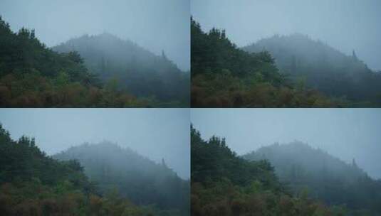 山林秋雨山雾高清在线视频素材下载