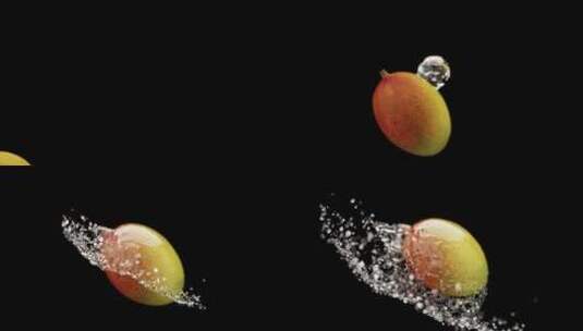 芒果与水碰撞慢镜头高清在线视频素材下载
