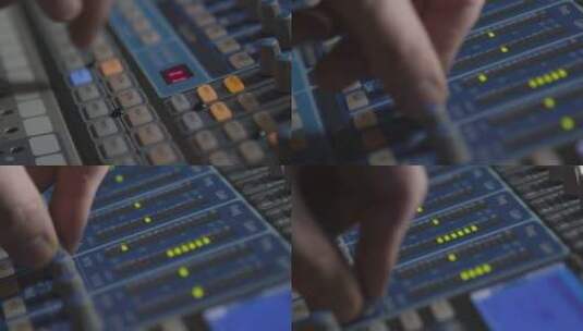音响师控制混音器特写镜头高清在线视频素材下载