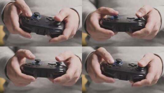 玩家操控游戏机特写镜头高清在线视频素材下载
