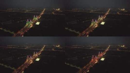 航拍北京昌平南环大桥夜景高清在线视频素材下载