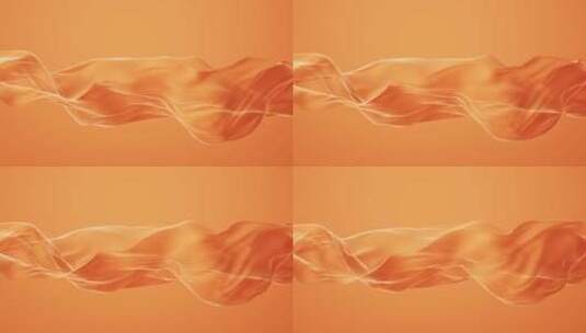 流动的橙色半透明布料3D渲染高清在线视频素材下载