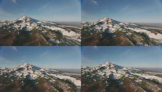 航拍白雪覆盖的山脉高清在线视频素材下载