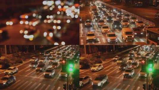 城市夜晚道路汽车车流合集高清在线视频素材下载