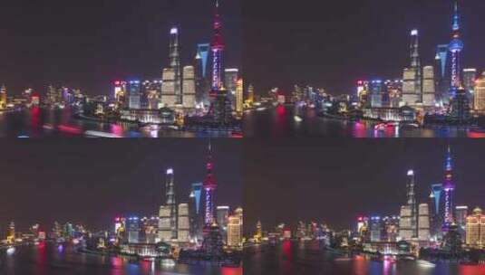 航拍上海东方明珠夜景高清在线视频素材下载