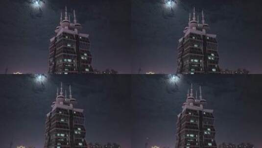 洛阳西工公安大楼城市夜景航拍高清在线视频素材下载