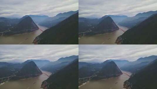 航拍雨后长江三峡巫峡口高清在线视频素材下载
