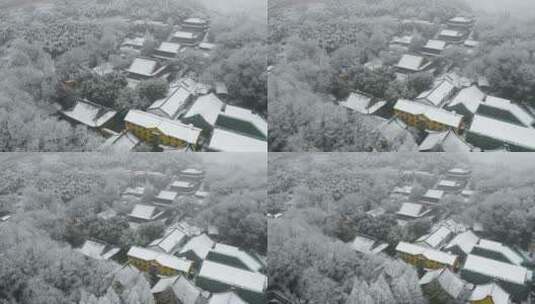 杭州西湖景区法喜寺雪天航拍高清在线视频素材下载