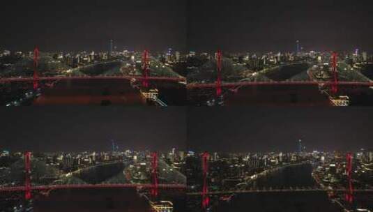 上海杨浦大桥夜景航拍10(推近)高清在线视频素材下载
