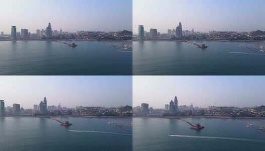 4k 航拍青岛湾区风光全景高清在线视频素材下载