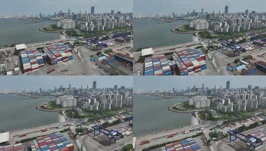 航拍海口港港口高清在线视频素材下载