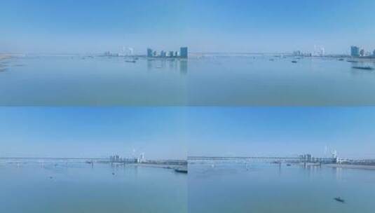 长江风光及九江长江大桥冬季航拍延时高清在线视频素材下载