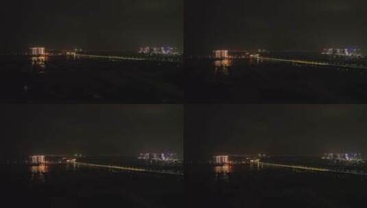 城市道路夜景航拍交通夜晚泉州东海滨江夜景高清在线视频素材下载