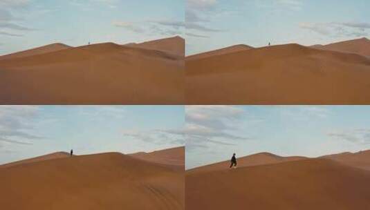 航拍沙漠旅行者高清在线视频素材下载