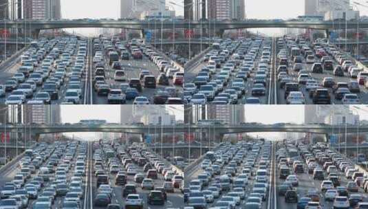 北京国贸CBD交通堵车高清在线视频素材下载