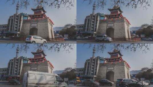 连云港海州古城鼓楼门延时摄影4K高清在线视频素材下载