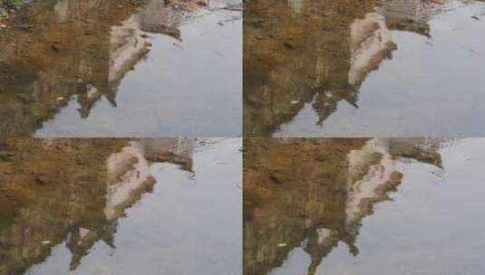 江南古村落古建筑水中倒影空镜高清在线视频素材下载