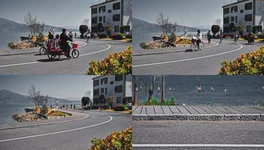 4k 实拍洱海自信车骑行高清在线视频素材下载
