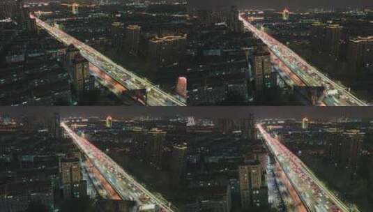 苏州东环快速路夜景航拍延时高清在线视频素材下载
