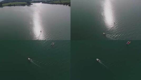 湖泊中行驶的船只高清在线视频素材下载
