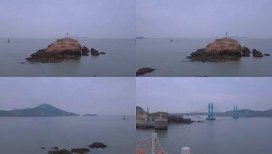 嵊山岛码头海景灯塔大桥180度平移全景高清在线视频素材下载