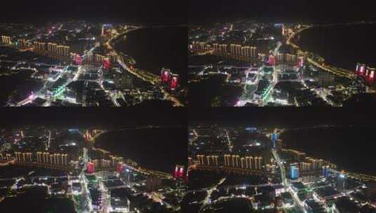 芜湖城市夜景航拍高清在线视频素材下载