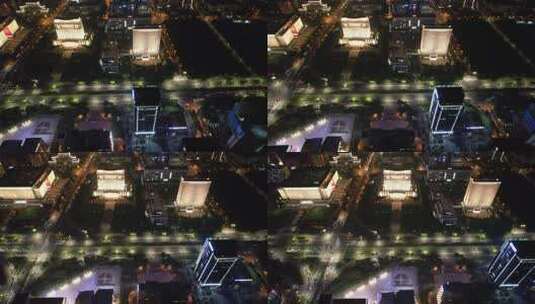 河南郑州金水路夜景航拍高清在线视频素材下载